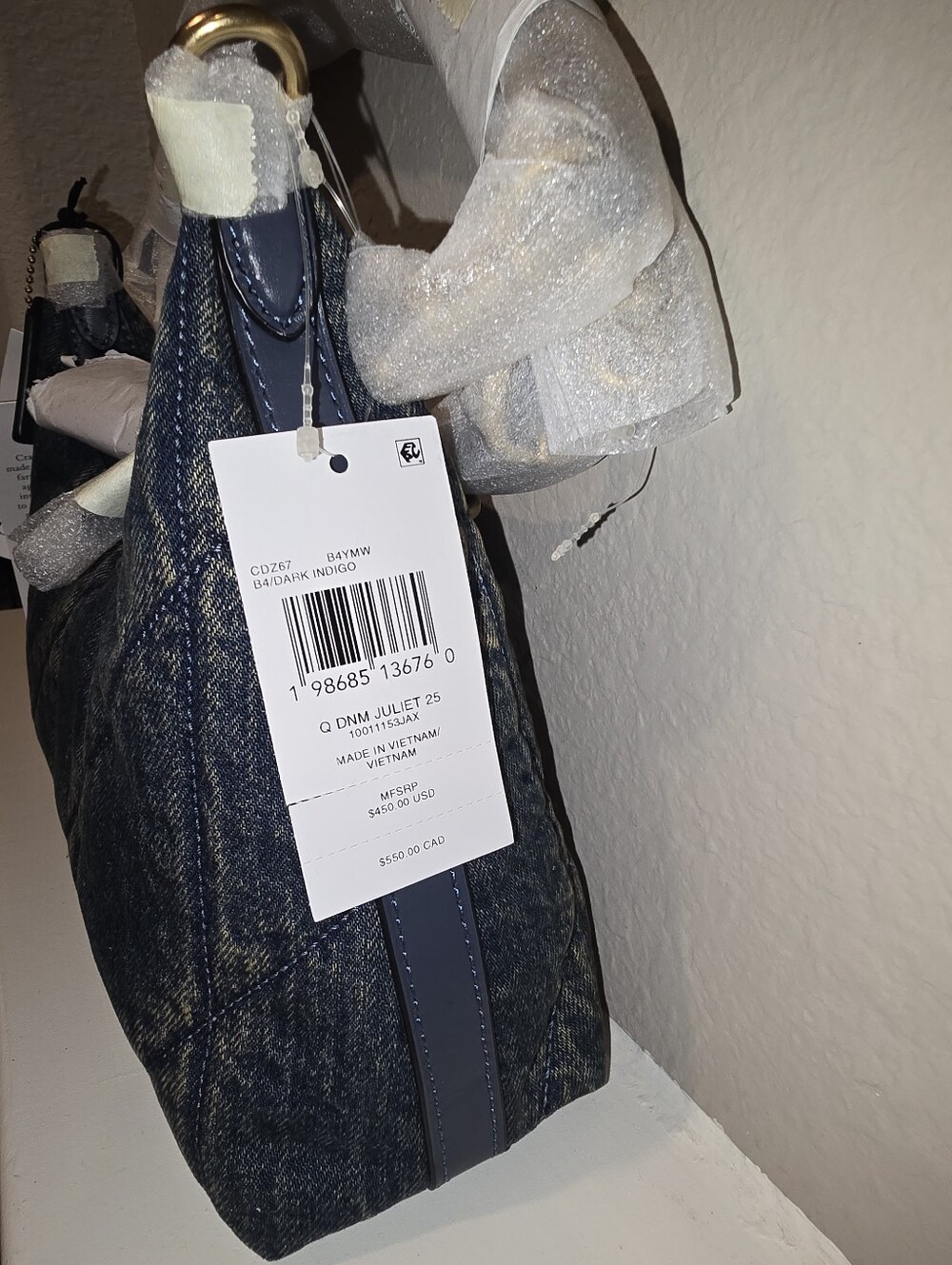 Coach Juliet 25 Denim Quilted Shoulder Bag in Dark Indigo - Picture 4 of 6